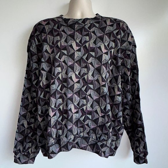 Jhane Barnes Coogi Style Bill Cosby Sweater Wool Blend Geo Print Mens Sz XL ~EUC - Picture 1 of 9